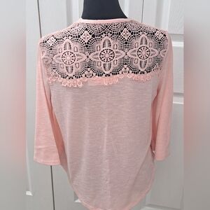 Time & Tru Open Front Sweater With Crochet Accents     Size 8-10